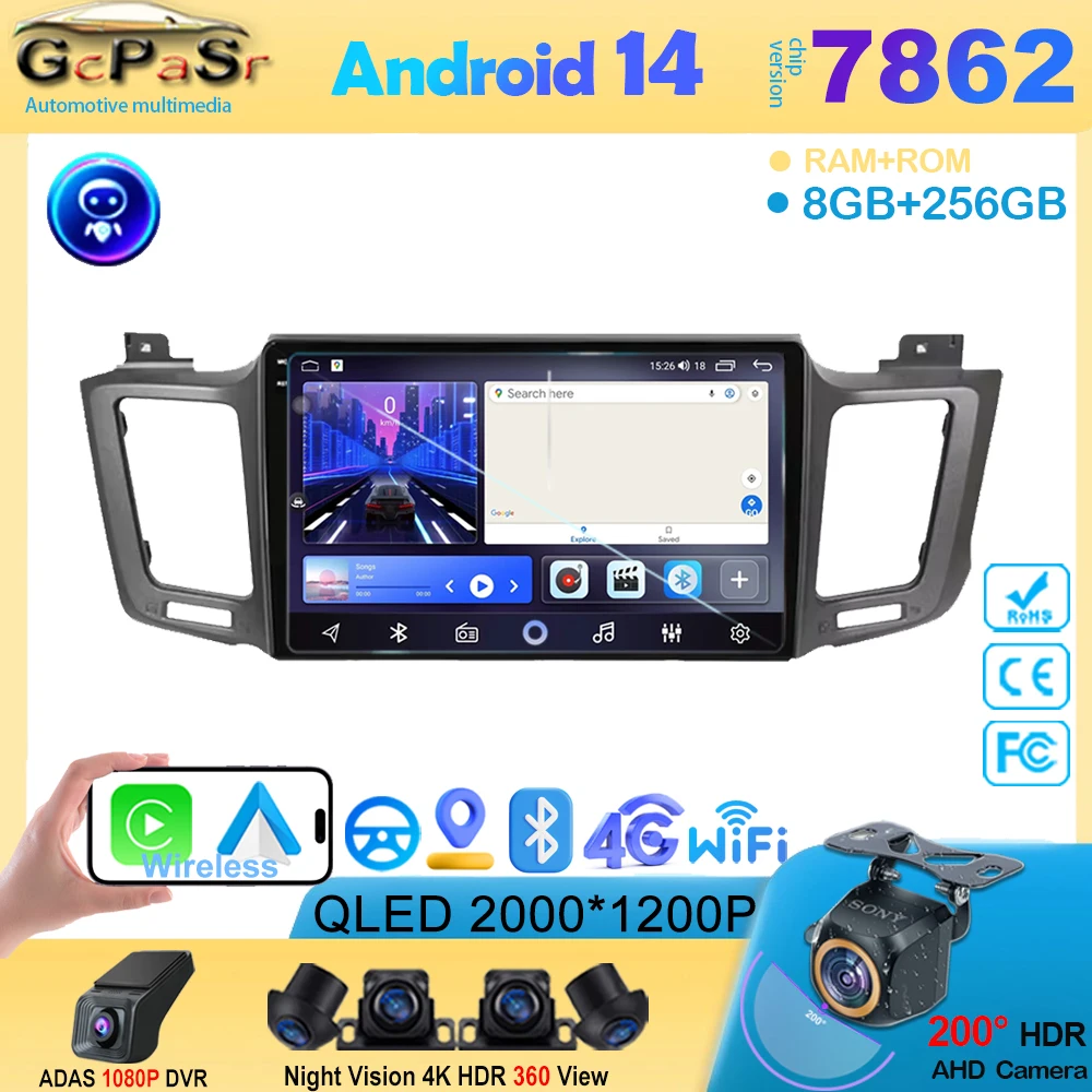 Car Android 14 For Toyota RAV4 RAV 4 Xa40 2012 2013 2014 2015 2016 2017 2018 2019 Radio Stereo Multimedia Player GPS Navigation