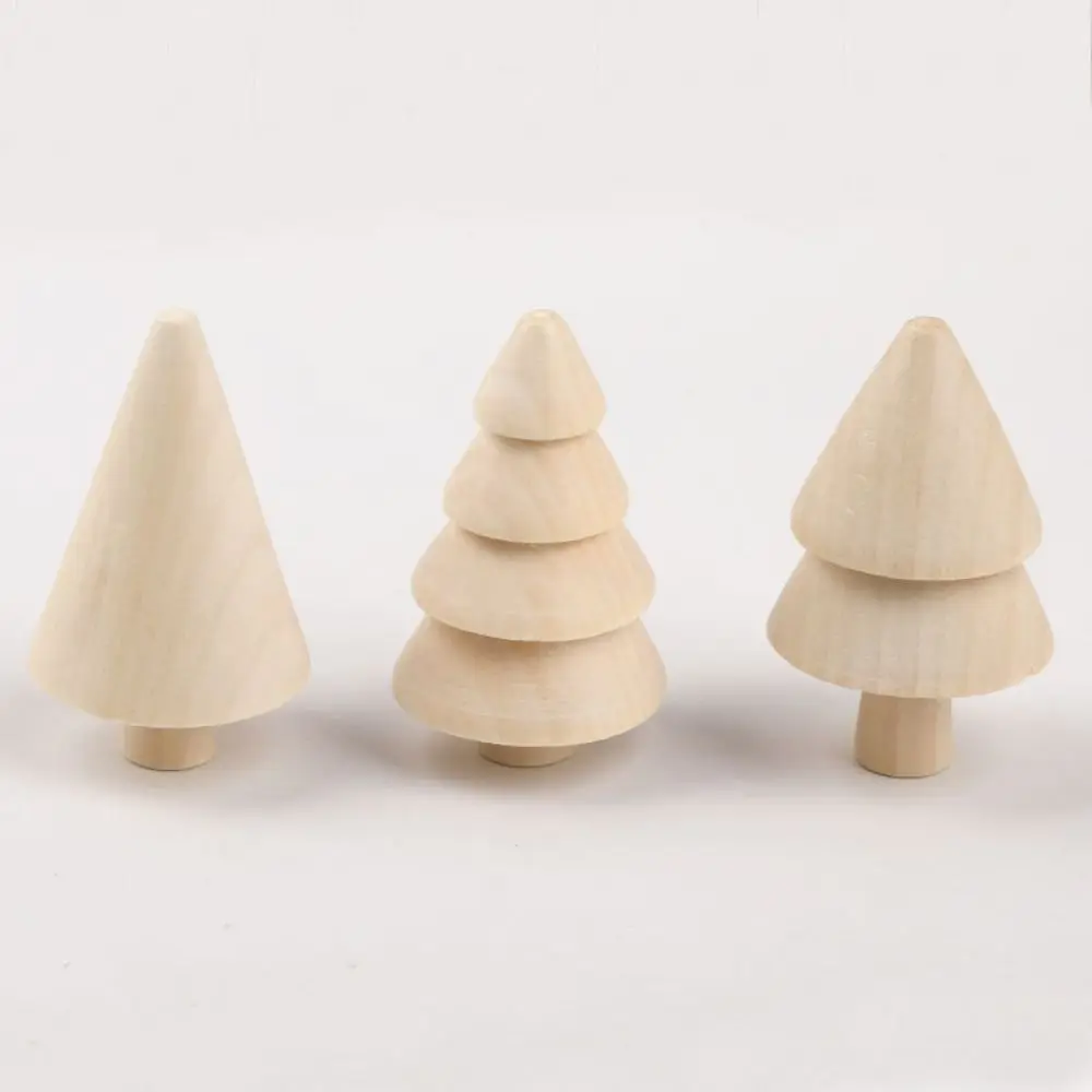 Unfinished Wooden Tree Painted Crafts Miniature Blank Acorn Blank Painting Toy DIY Christmas Tree Decoration Kids Education