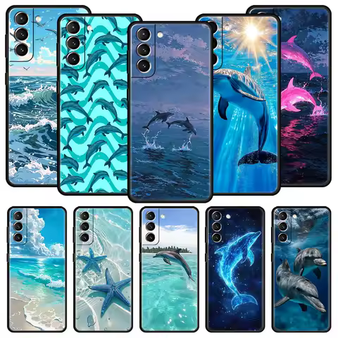 Ocean Dolphin Phone Case For Samsung Galaxy S25 Edge S24 S23 S22 S20 Ultra S21 FE 5G S10 Plus Soft TPU Cover