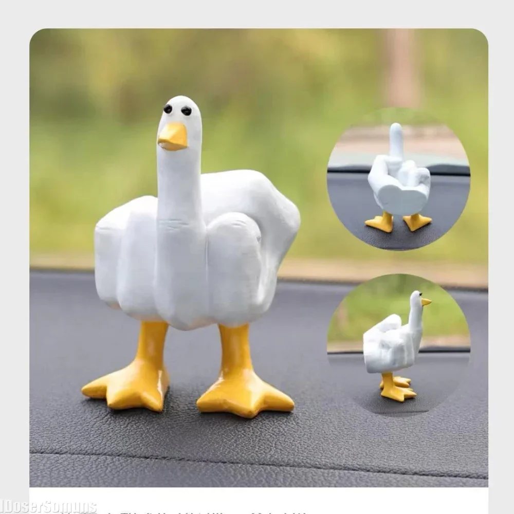 Duck Sculpture Decoration Figurine 7.5cm Tabletop Duck Decoration Middle Finger Duckling Resin Ornament Home Quirky Ornament