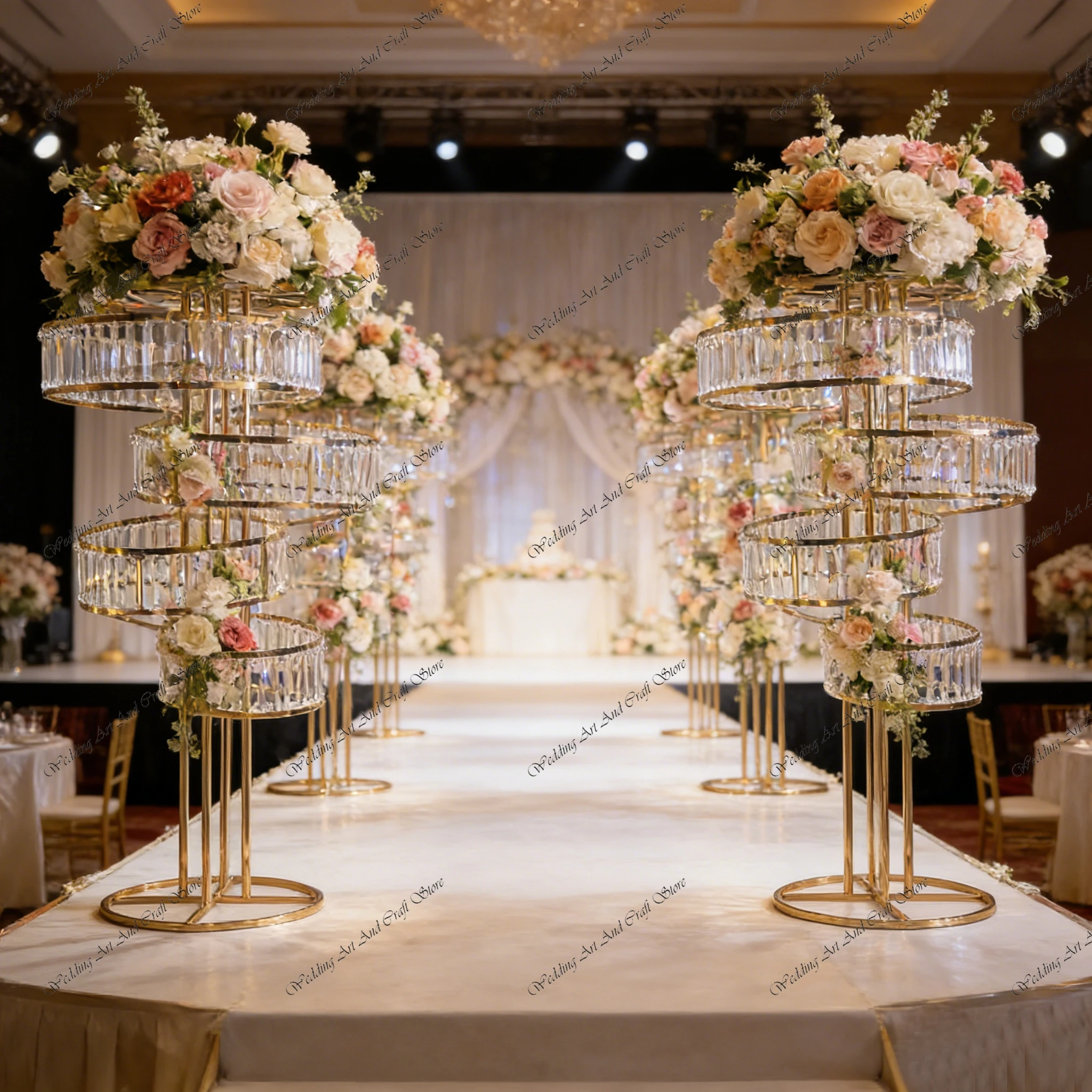 4pcs f30 130cm Acrylic Wedding Flower Stand Tall Metal Crystal Backdrop Flower Stand Iron Wedding Road Guide Centerpieces ivy825