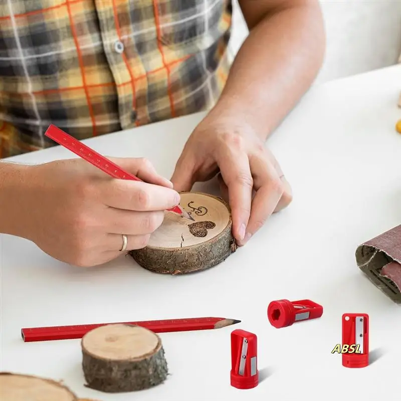 40 قطعة أقلام نجار مع 6 براية أقلام رصاص 7 بوصة أقلام رصاص مسطحة مثمنة صلبة سوداء لأعمال النجارة