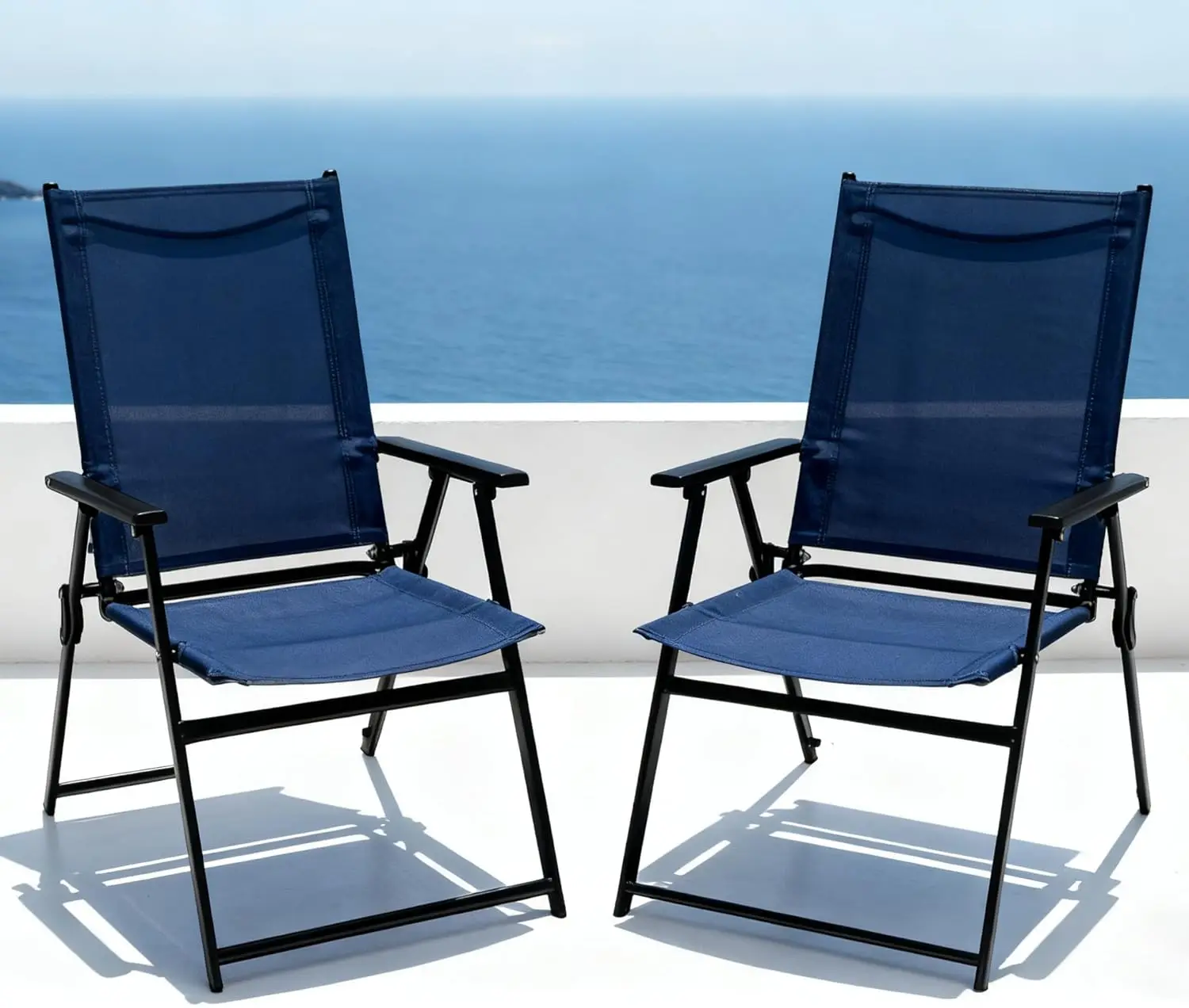 

Складные обеденные стулья для патио, комплект из 2 штук, легкие, портативные, с подлокотниками, 8,7 фунтов, для газона, сада, бассейна, пляжа, на заказ