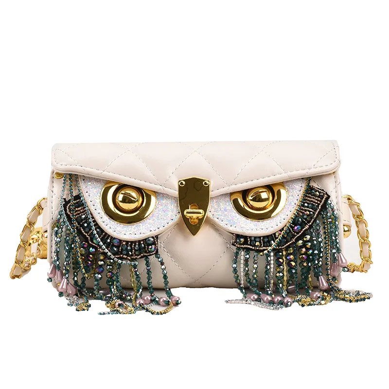 2023 New Arrival Owl Tassel Single Shoulder Bag for Women with Roll Shape Design Purse Bag