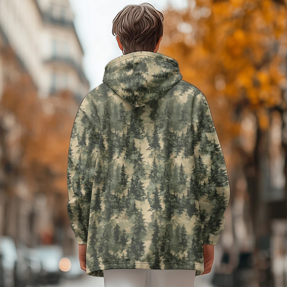 Man winter clothing, New in Down Coats, Green tree graffiti Fashion icon cotton-padded jacket clothing, feather pocket zipper