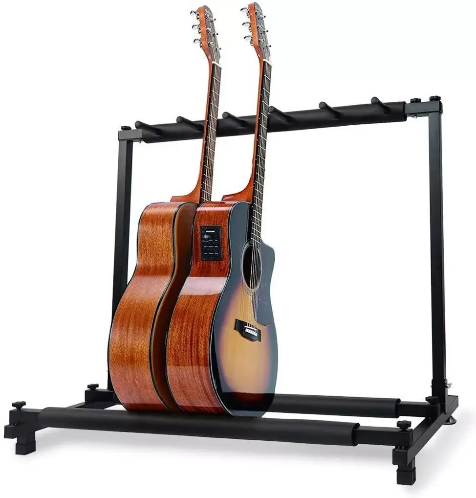 5 Five Multiple Guitar Bass Stand Holder Stage Folding Rack