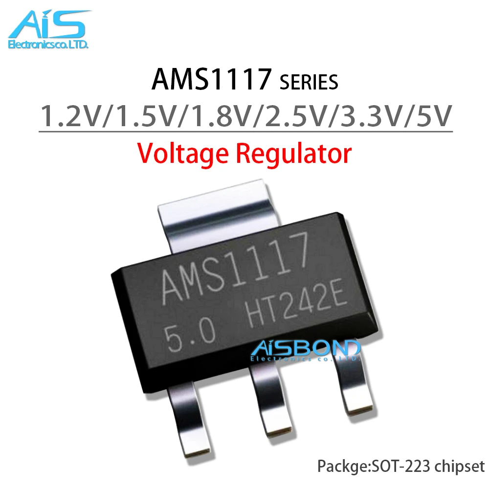 10Pcs AMS1117 Voltage Regulator SOT223 AMS1117-3.3V AMS1117-5.0V AMS1117-1.2V AMS1117-1.5V AMS1117-1.8V AMS1117-2.5V AMS1117-ADJ