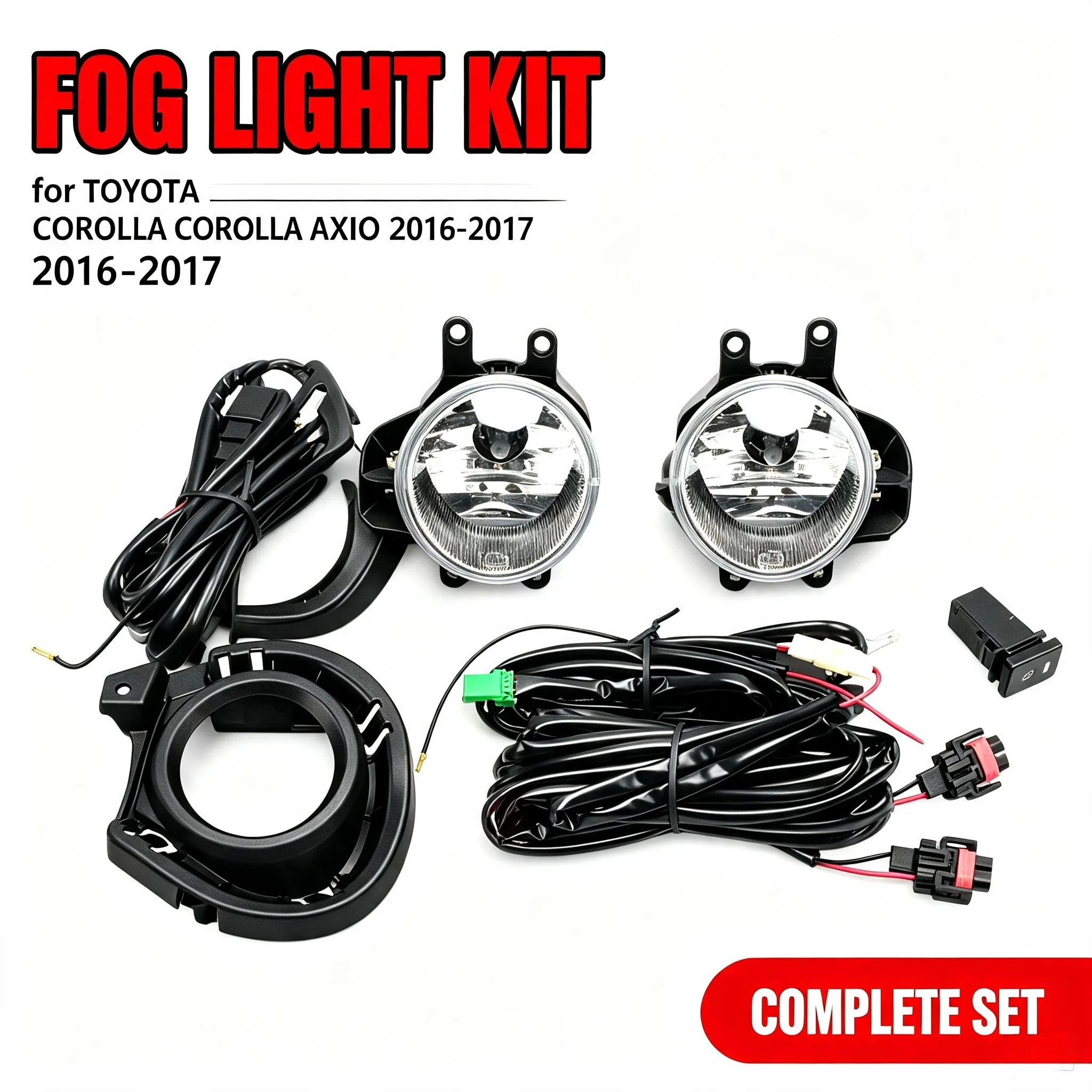 Fog Light Assembly Full Set For Toyota Corolla Axio 2016 2017 Front Bumper Fog Lamp Kit With Wiring Harness Switch Fog Light Cov