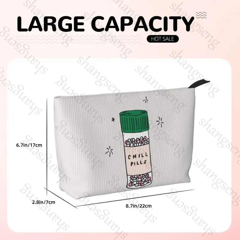 Cute pills Corduroy cosmetic bag toiletry storage bags ladies box luxury travel zipper storage bag