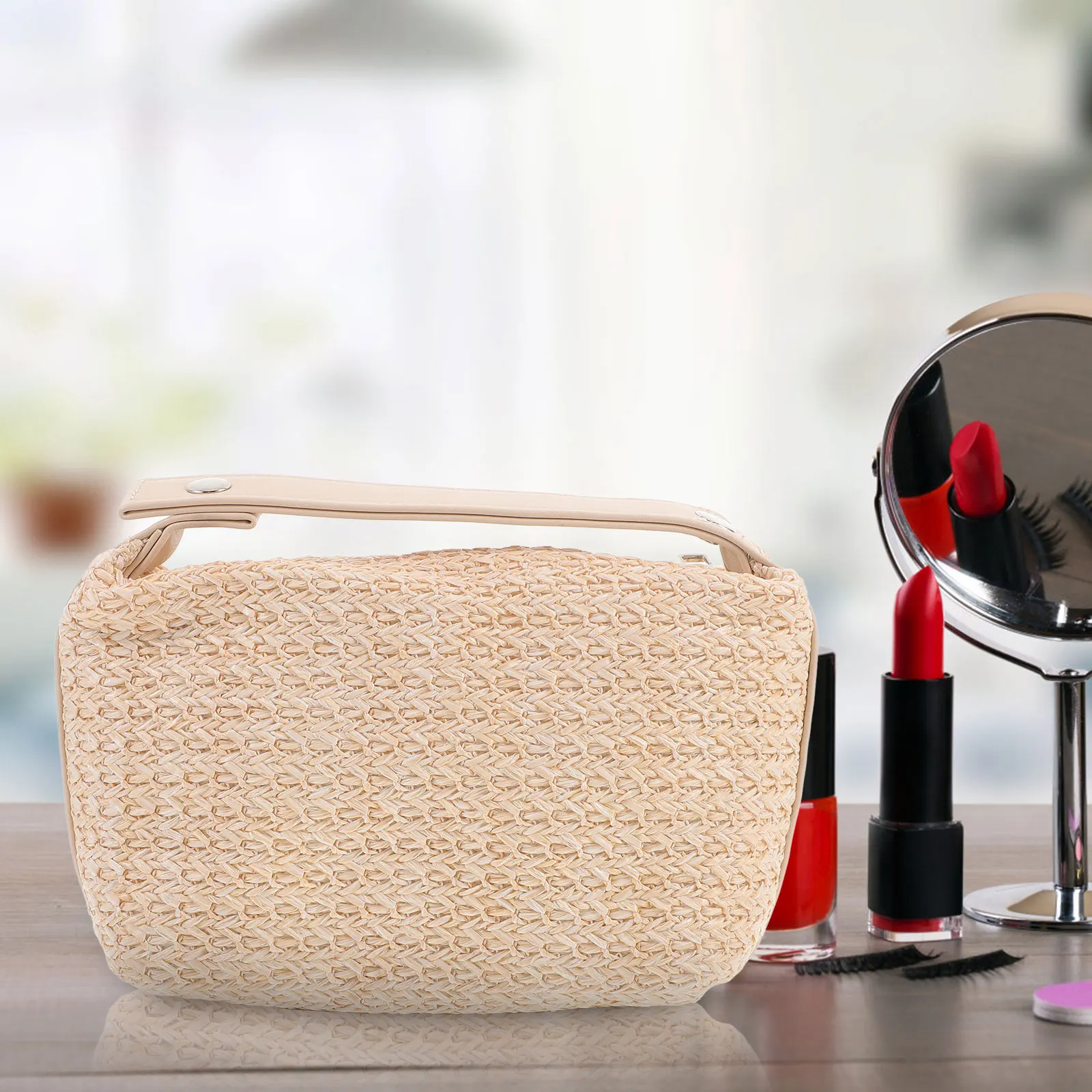 

Large Capacity Wash Bag PP Straw Material Pouch Handbag for Travel Accessories Makeup Organizer toiletries personal
