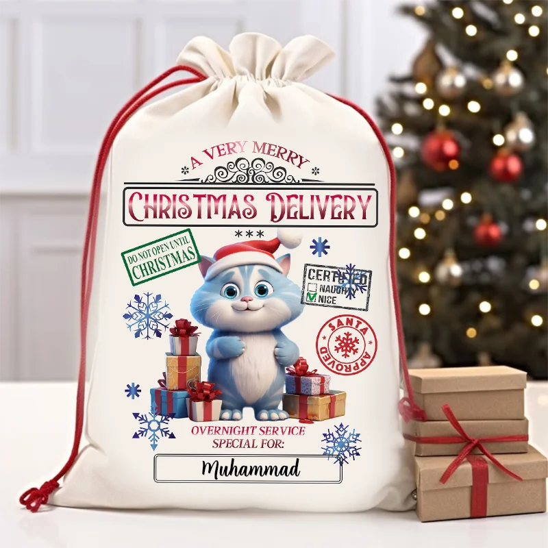 Personalized Name 30x40cm Christmas Gift Bags Santa Sack Christmas Ornaments New Year Christmas Gifts for Kids Teens Decoration