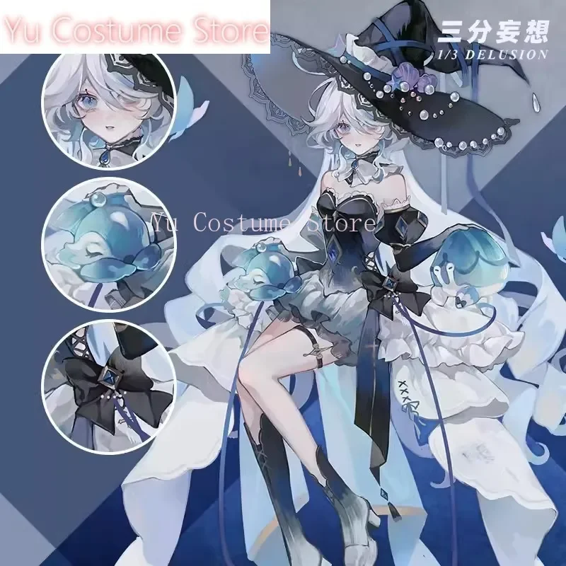 

Yu костюм Genshin Impact Furina Focalors глубоководная буква игровой костюм великолепное платье косплей костюм Хэллоуин вечерние наряд женский