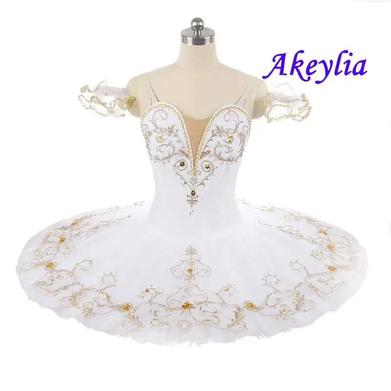 

Paquita Professional Ballet Tutu white female Pancake Classical Tutu Dress spandex girls Solo performance competition adult 0230