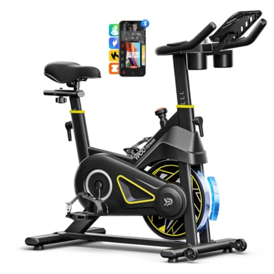 

Exercise Bike, Adjustable Magnetic Resistance Stationary Bikes for Home Cardio with Exclusive App, Indoor Bike with 330lbs Weig
