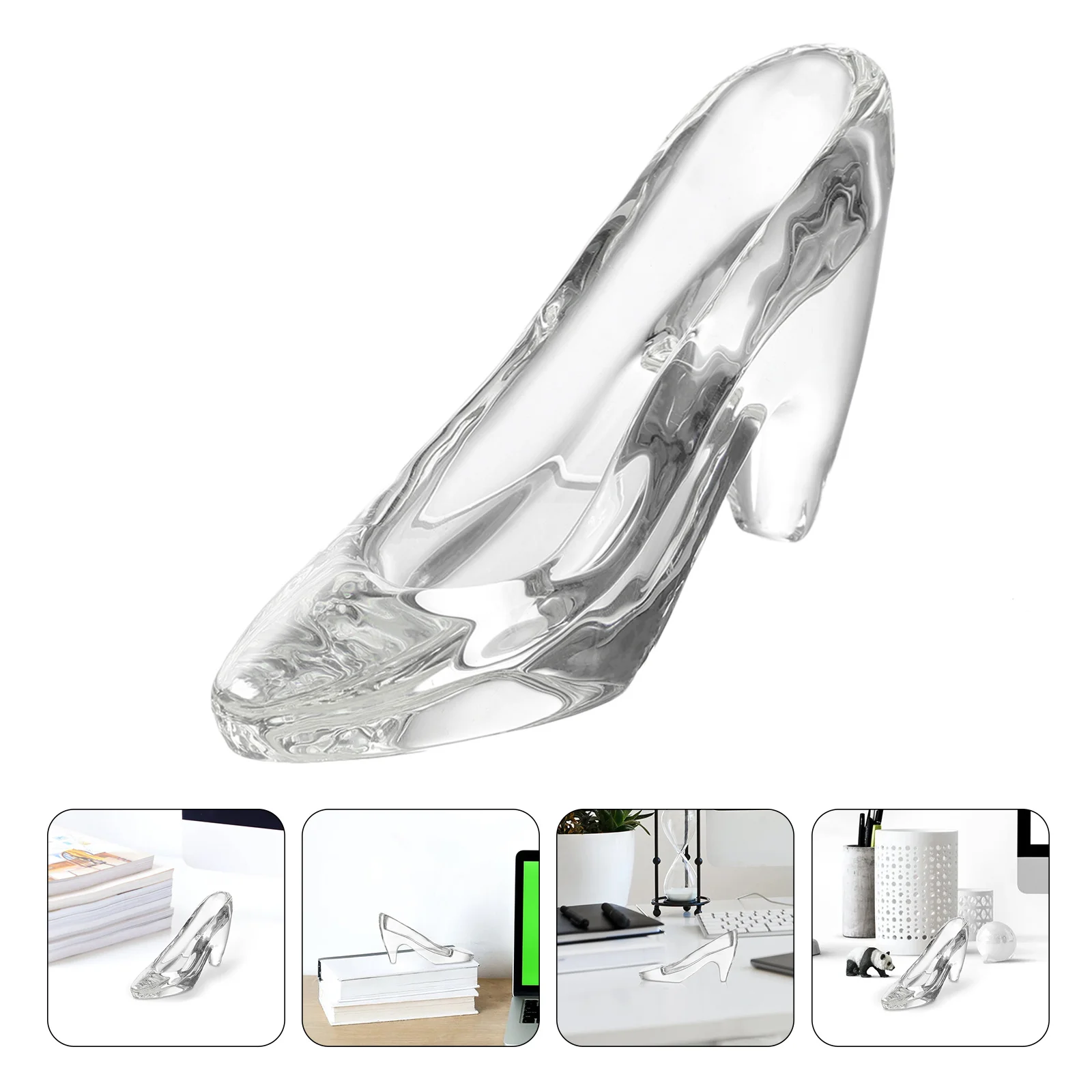 

1Pcs Desktop Crystal Shoe Adornment Fine Workmanship Transparent Shoe for Living Room Bedroom Mall Office Decoration