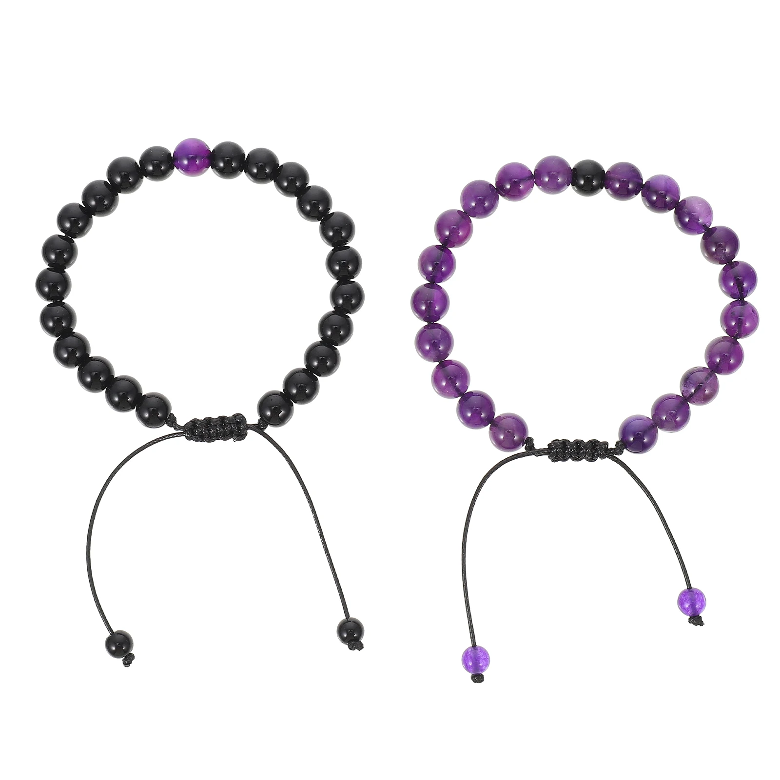 

2pcs Couples Bracelet Man Woman Matching Bead Bracelets Delicate Stone Jewelry Natural Decorative Wear-resistant Trendy