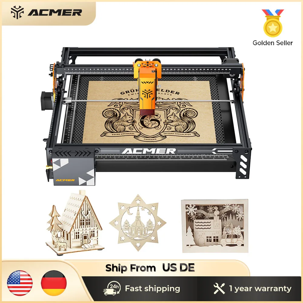 

ACMER P1 S PRO 5.5W Laser Engraver 445±5nm Blue Laser Cut Engraving Machine for Beginner M2 Laser Rotary Roller A500 Camera