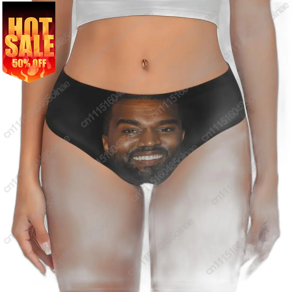 Custom Women's Funny Kanye West Sock Meme Underwear Female Breathable Brief Panties Briefs Underpants