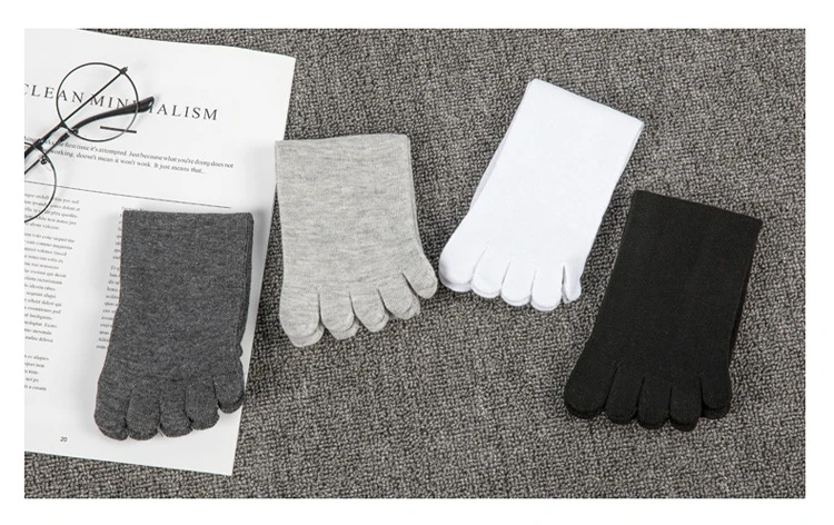 5 Paare/Los Herren-Fünffinger-Socken, hochwertige Herren-Business-Socken aus Baumwolle, lässig, atmungsaktiv, lange Herrensocken, Schwarz, Weiß – Detail 9