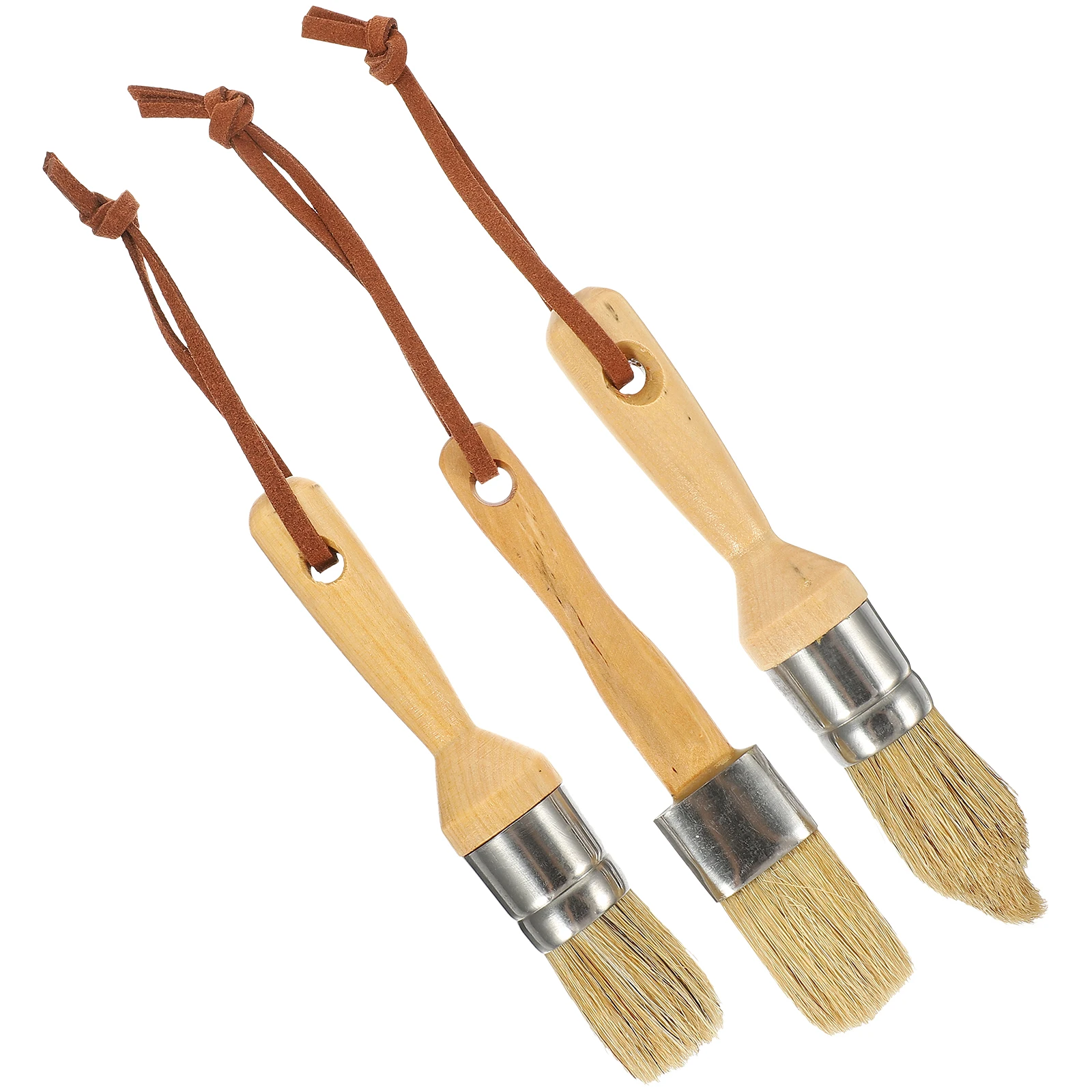 

3 Pcs Round Beech Bristle Paint Brushes for Furniture Wood Reusable Tiger Art Brush Household Painting Watercolor