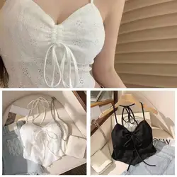 Sleeveless Sexy Crop Tops Fashion Camisole Blouses Women Sling Tank Top Y2k Clothes Solid Color Women Lace Bandage Corset