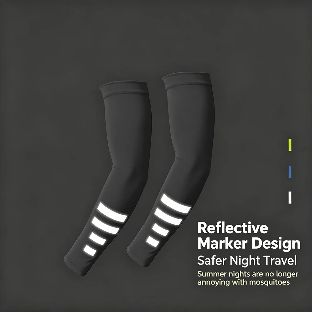 Outdoor Sun Protection Sleeves Dry Cycling Arm Sleeves Night Running Sports Protective Reflective Solid Color Ice Silk Sleeves