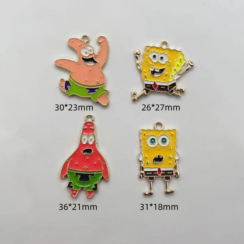 10PCS SpongeBob Patrick Star Cartoon Anime Characters DIY Accessories Necklace Accessories Keychain Earrings Pendant Material