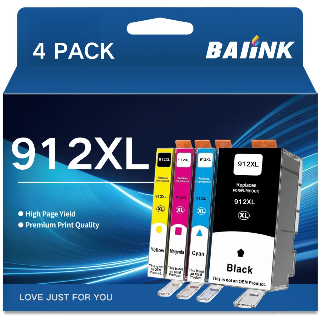 BAIINK 912 XL 912XL Compatible avec les cartouches d'encre HP 912 pour HP Officejet 8022 8025 8020 8024 8023 8010 8012 8014 8015 8017