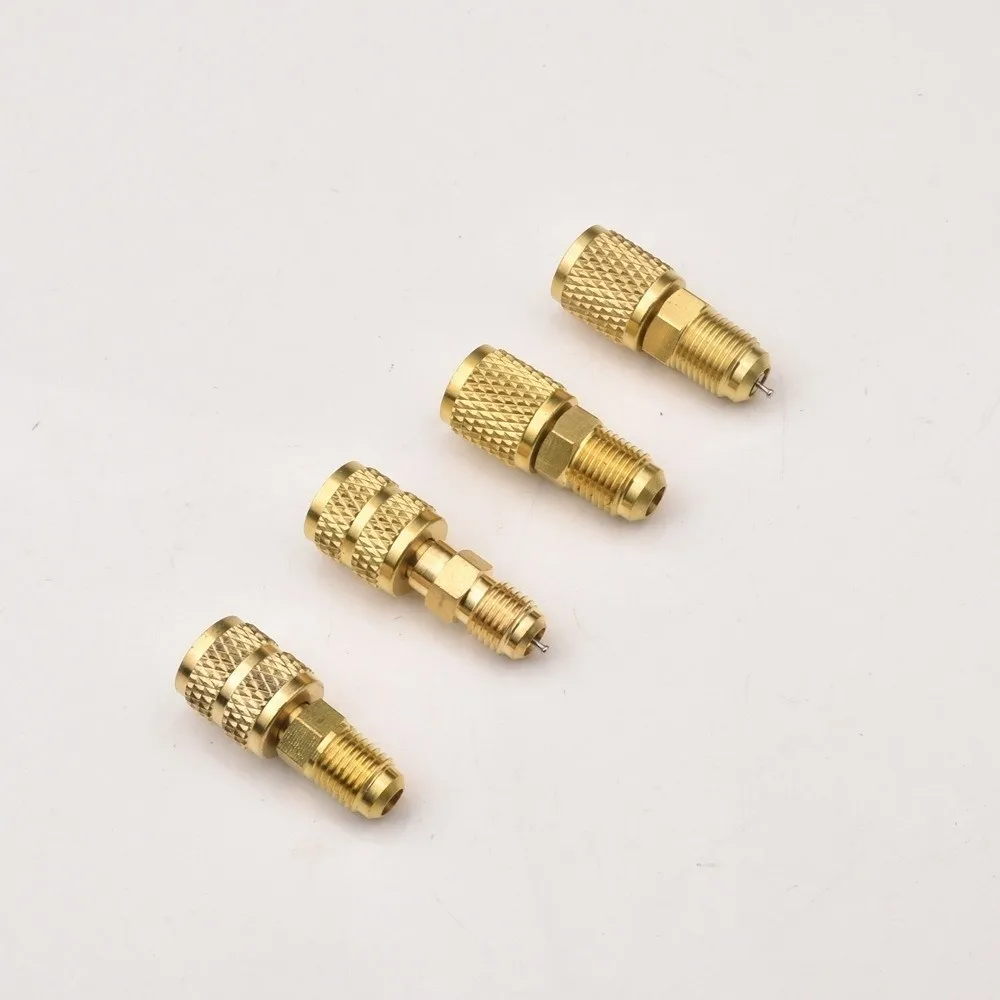 Solid Copper Air Conditioning Adapter Flare Fitting Male Thread Refrigerant Charging Adapter 1/4 Inches SAE 5/16 Inches SAE