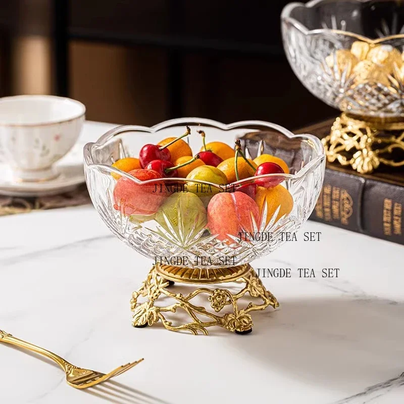 12.5x17.5cm New European style crystal glass fruit plate family living room snack candy high foot Dim sum plate