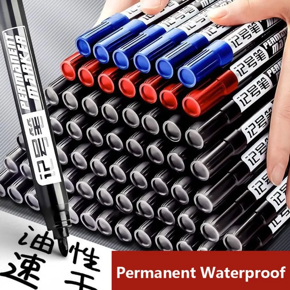 

Quick-Dry Permanent Waterproof Marker 1.5mm Crude Nib Line Marking Pen Red Blue Black Ink Fine Color Marker Pens School Supplies