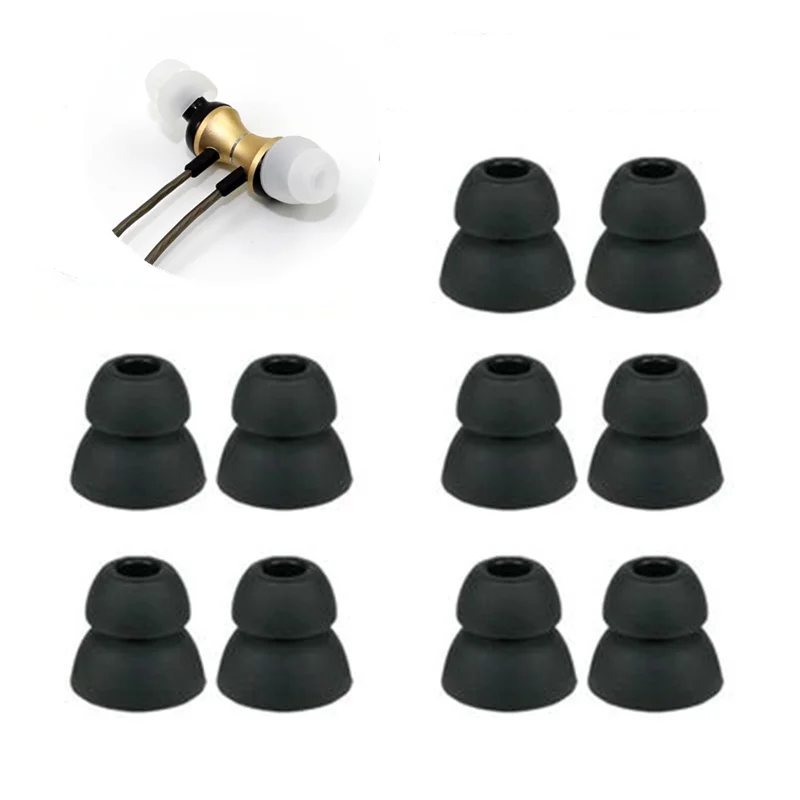 5 Pairs Two Layer Silicone Eartips, Earphone Replacement Earbud Tips Earbuds Earplug Ear Pads Cushion for Most In-ear Earphone