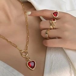 Brass With 18K Gold AAA Zircon Heart Necklace Women Jewelry Runway T Show Party Designer Gown Top Ins Japan Korean Trendy