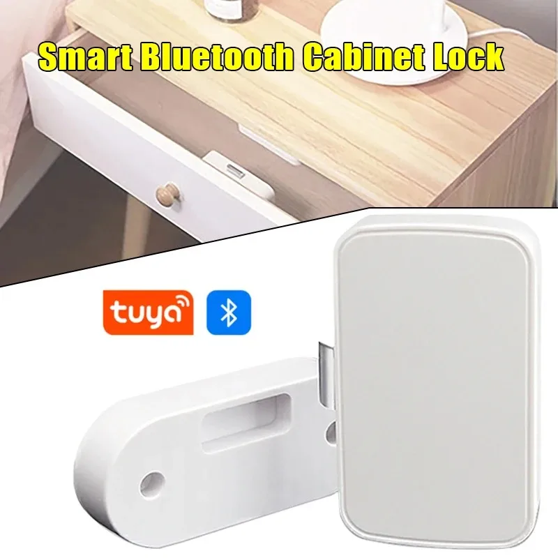 Kunci Laci Pintar Bluetooth Tuya APP untuk Lemari Arsip Rumah, Kunci Elektronik Furnitur Laci, Kunci Tersembunyi Tanpa Kunci Nirkabel