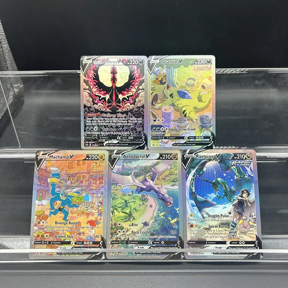 

Аниме PTCG английская коллекционная карта Галарийские Moltres V 177/198 DIY Chilling Reign Альтернативное искусство Редкая карта Rayquaza Фольга Карта Подарок