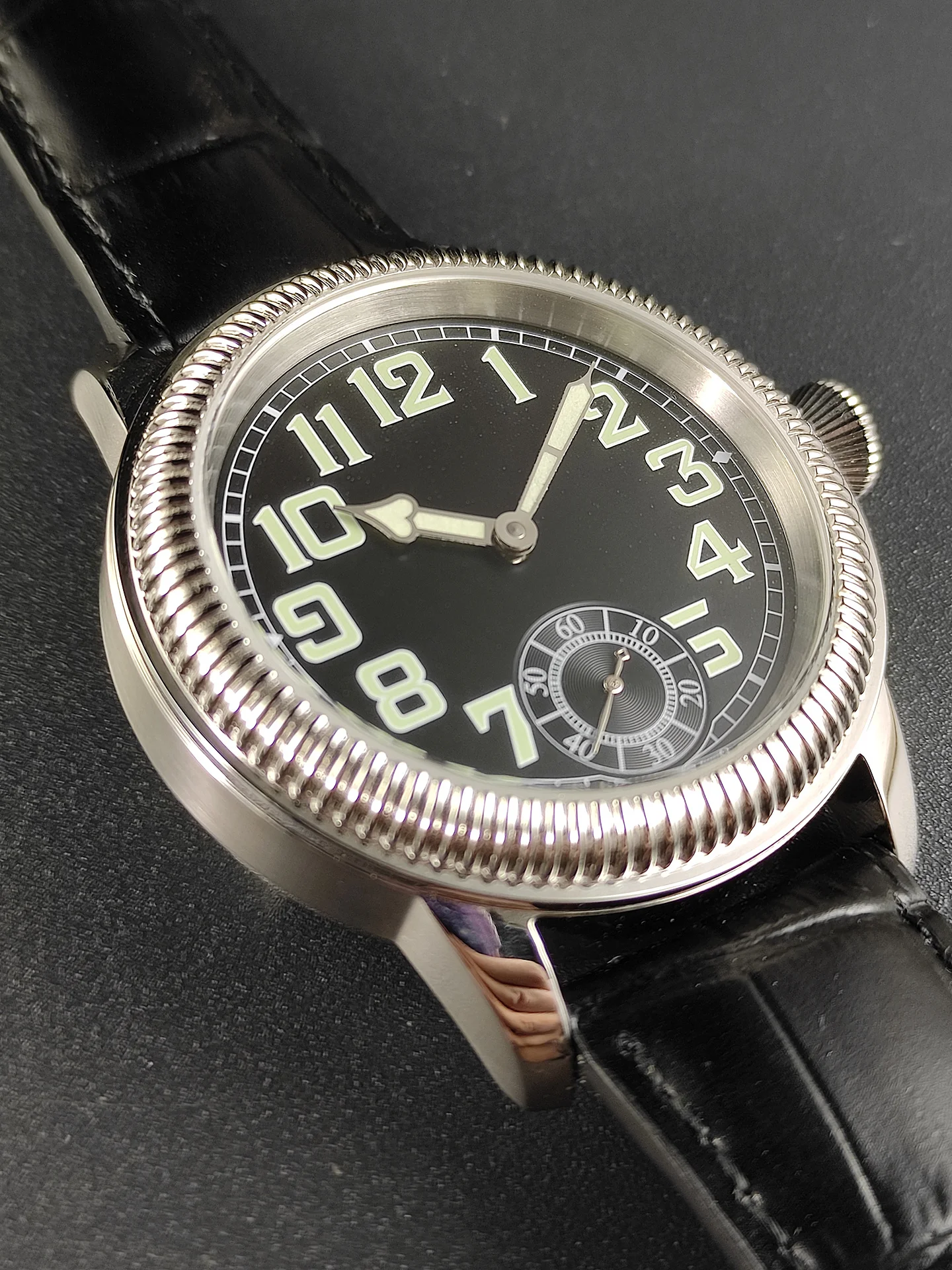 Męski zegarek mechaniczny z mechanizmem ST36, szwajcarski mechanizm, luminescencja C1, męski skórzany pasek, zegarek męski.