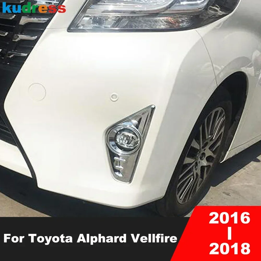 

For Toyota Alphard Vellfire 2016 2017 2018 Chrome Front Fog Light Lamp Cover Trim Head Foglight Bezel Trims Car Accessories