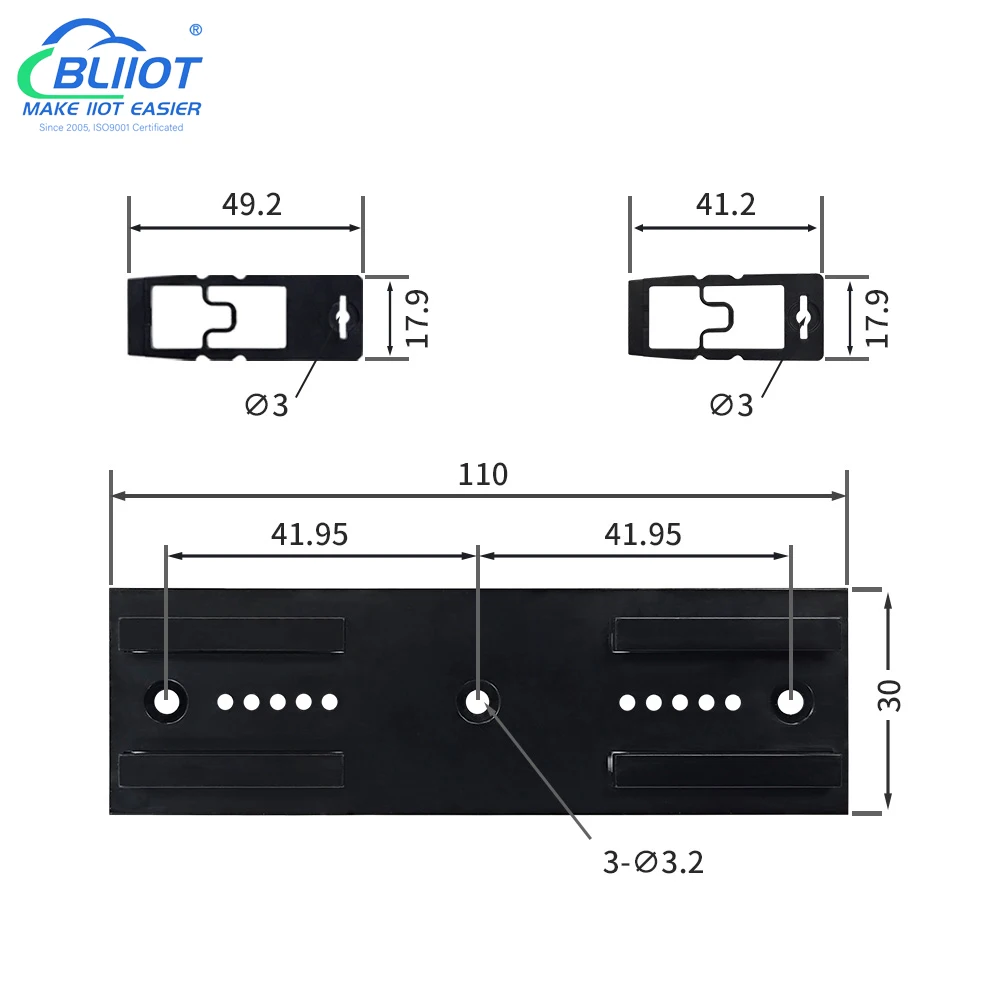 BLIIoT DIN35mm DIN Rail & Wall Mounting Bracket 110mm*30mm Rugged Housing Multifunctional Industrial devices Fixed Installation