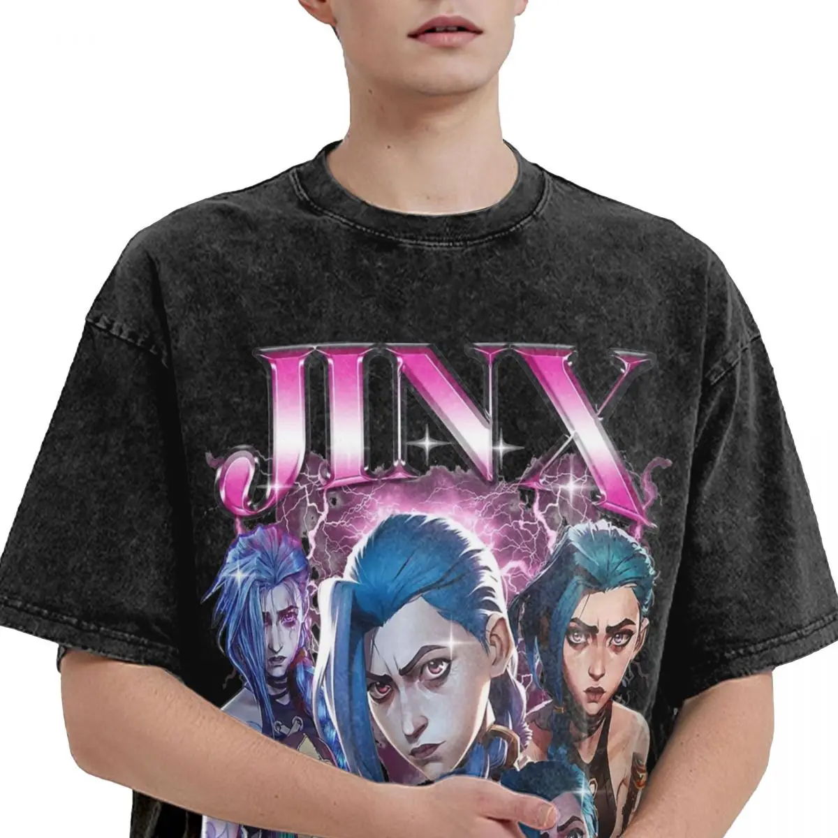 Jinx Arcane T Shirt Summer Leagued Of Legends Street Style T-Shirts 2025 Cotton Hip Hop Tshirt For Men Short Sleeve Design Tees