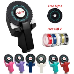 CIDY C101 3D Embossing Label Maker DIY Manual Typewriter similar as Motex e101 dymo 12965, with 5 Refills and 2 Wheel