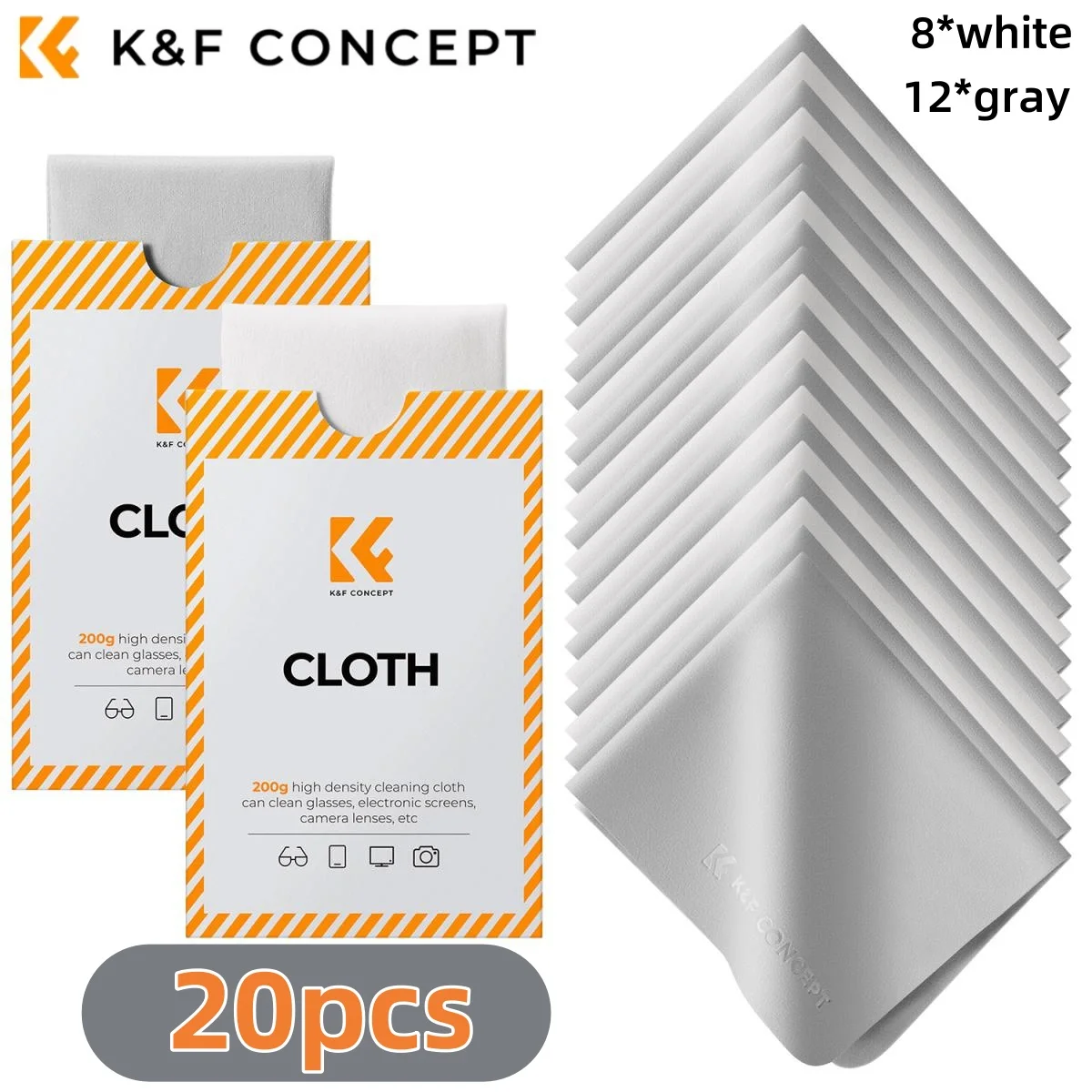 K&F CONCEPT 6x7 inch Premium Microvezel Reinigingsdoeken Lensreinigingsdoek voor camera lenzen, brillen, telefoonschermen, camera's