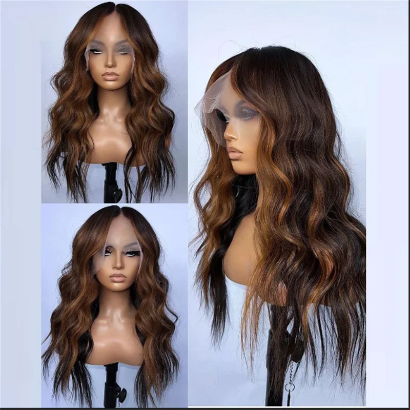 

Glueless 26inch 180Density Preplucked 5x5 Silk Base Highlight Blonde Body Wave Jewish Human BabyHair HDLace Wig European Hair