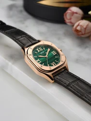 I&W Fashion Square Ladies Watch Switzerland Made Quartz Watch for Women Sapphire Glass Leather Strap Waterproof Relogio Feminino