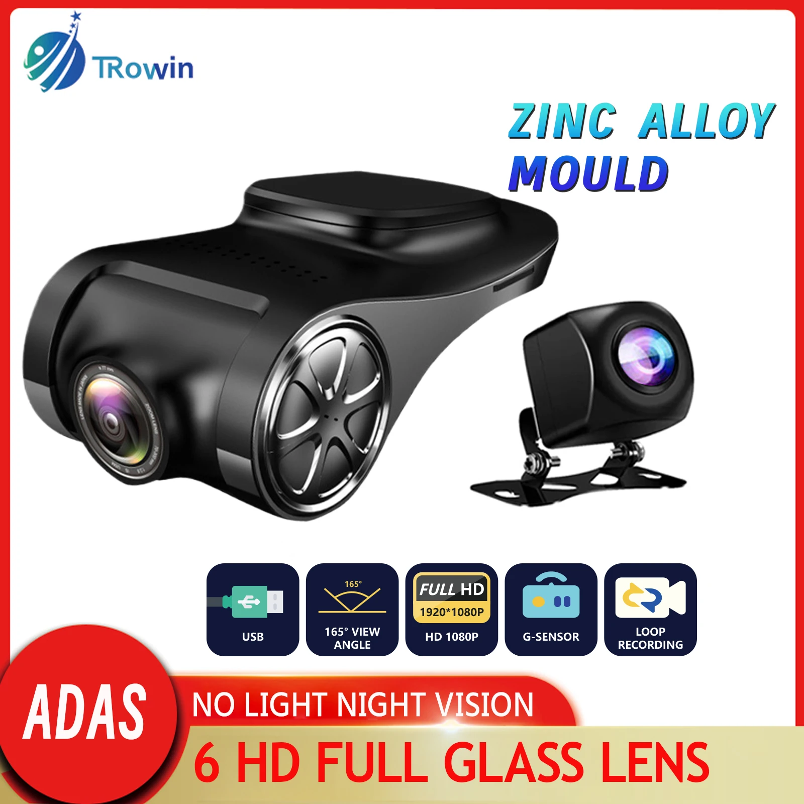 HD1080P Dash Mini Cam Car USB ADAS DVR 2Way Special for Android Multimedia Player AHD Camera Video Front Recorder Reverse Vision