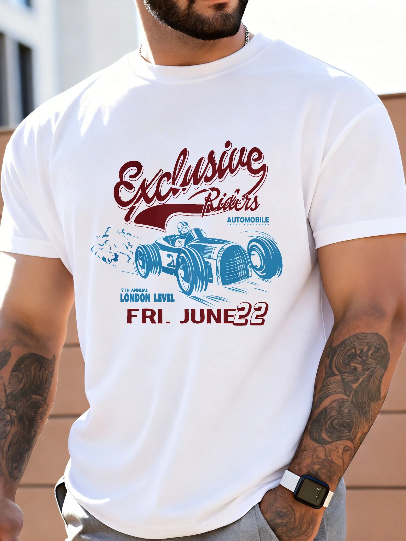 Men's Plain Graphic T-Shirt - Breathable, Soft, Lightweight - Exclusive Racing Event - Retro Fun Graphic Casual Short Sleeve Summer Top, Gift for Him