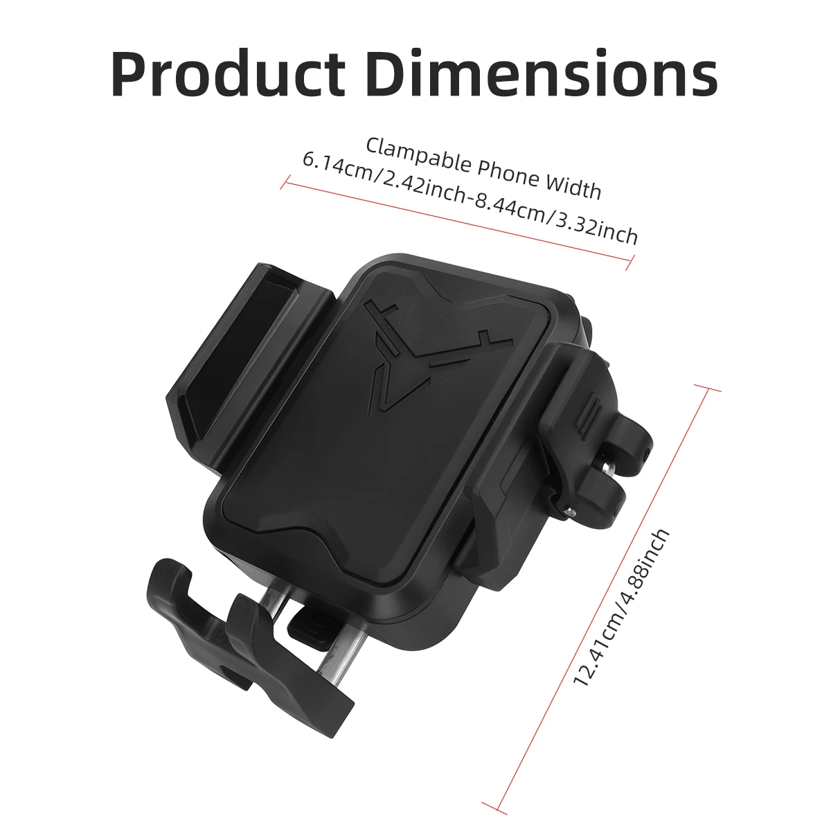 Motorcycle Bicycle Phone Holder Rearview Mirror Mount 360° Rotatable Mobile Phone Holder for ATV Scooter GPS Navigation Black
