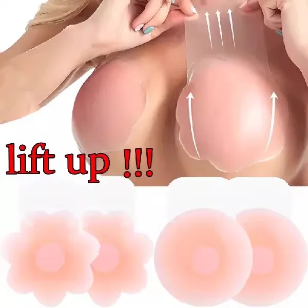 

Reusable Breast Petals Push Up Silicone Nipple Cover Invisible Petal Adhesive Strapless Backless Stick on Bra Breast Stickers