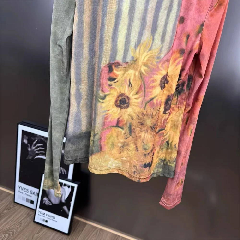 2025 Women's Fashion T-shirts, Shirts, Mesh, 3D Printing, Corsets, Tops, Pullovers, y2k New, High-quality, Long-sleeved T-shirts