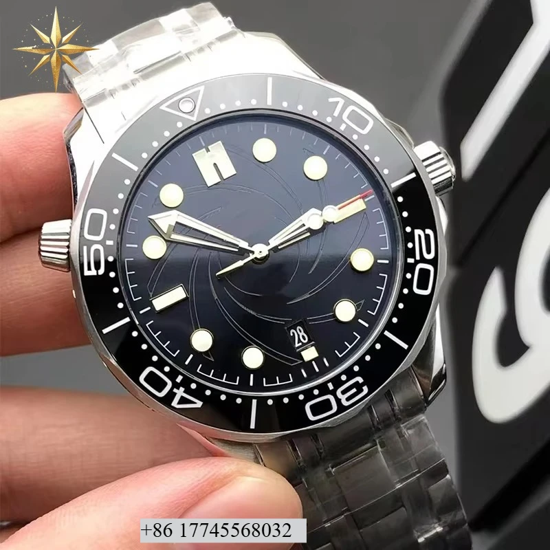 

Customizable Men's Mechanical Diving Watch 42mm Black Ceramic Bezel 8900 Automatic Movement Brushed Stainless Steel Case