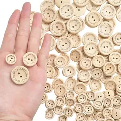30/50Pcs Wooden Handmade Buttons 2 Holes Wooden Sewing Buttons Wood Handmade Love Button for Sewing Cloth Accessories 15/20/25mm